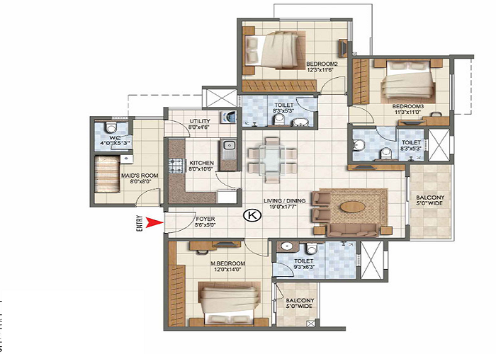 Featured Image of Prestige Medavakkam 3 BHK Floor Plan